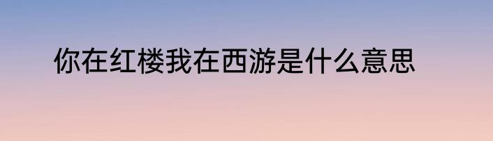 你在红楼我在西游是什么意思
