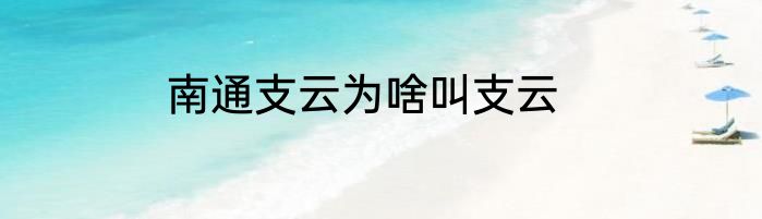 南通支云为啥叫支云
