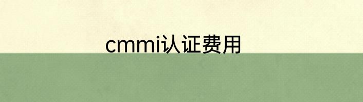 cmmi认证费用
