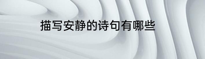 描写安静的诗句有哪些