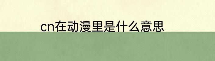 cn在动漫里是什么意思
