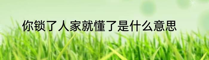 你锁了人家就懂了是什么意思