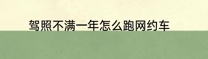 驾照不满一年怎么跑网约车