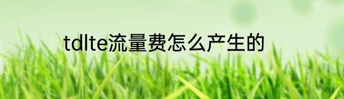 tdlte流量费怎么产生的