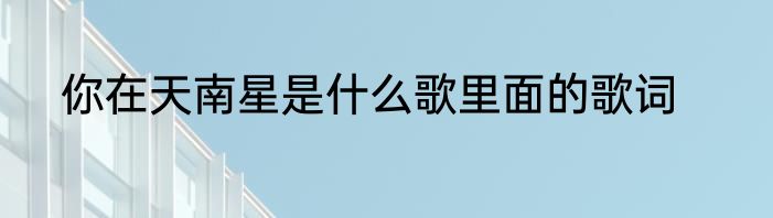 你在天南星是什么歌里面的歌词