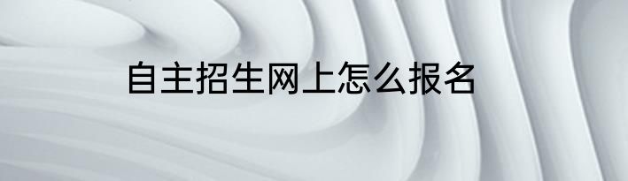 自主招生网上怎么报名