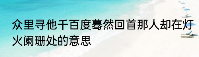 众里寻他千百度蓦然回首那人却在灯火阑珊处的意思