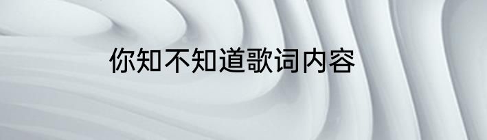 你知不知道歌词内容