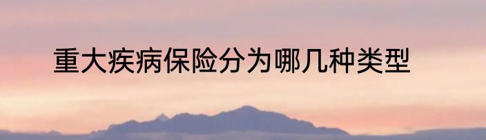 重大疾病保险分为哪几种类型