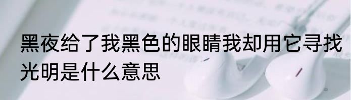 黑夜给了我黑色的眼睛我却用它寻找光明是什么意思