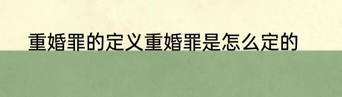 重婚罪的定义重婚罪是怎么定的