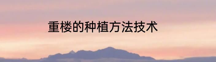 重楼的种植方法技术