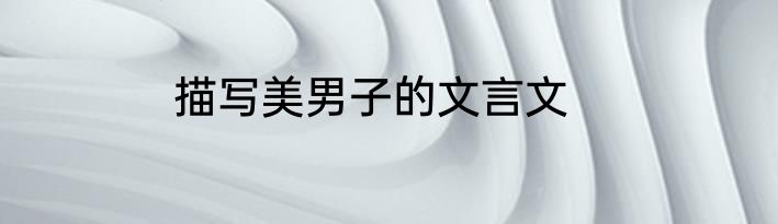 描写美男子的文言文