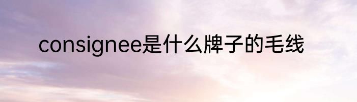 consignee是什么牌子的毛线