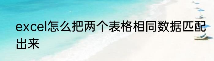 excel怎么把两个表格相同数据匹配出来