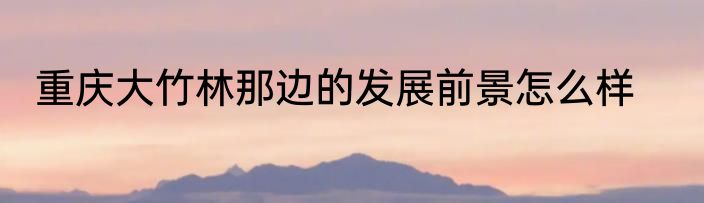 重庆大竹林那边的发展前景怎么样