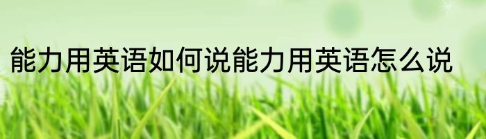 能力用英语如何说能力用英语怎么说