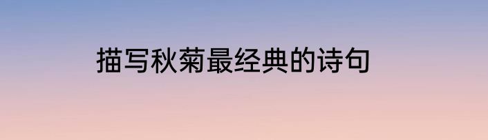 描写秋菊最经典的诗句