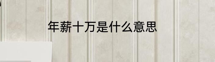 年薪十万是什么意思