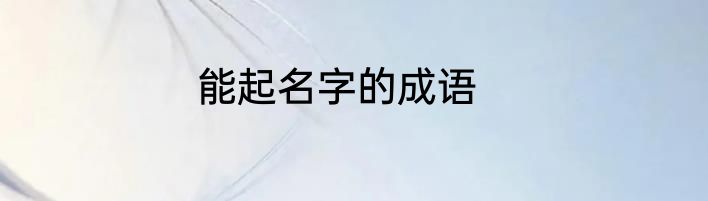 能起名字的成语