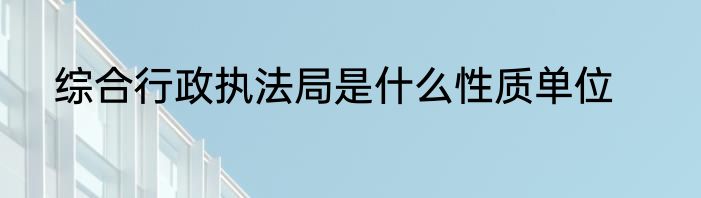 综合行政执法局是什么性质单位