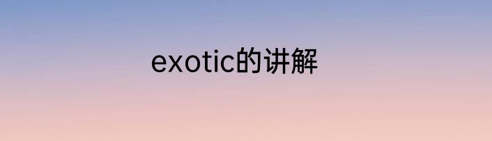 exotic的讲解