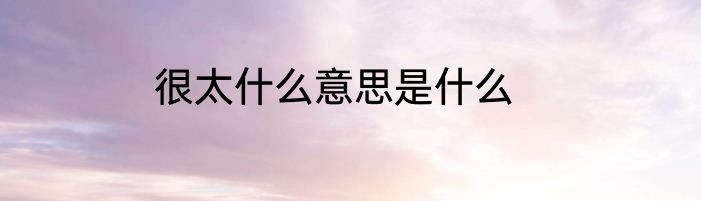 很太什么意思是什么