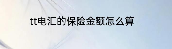 tt电汇的保险金额怎么算