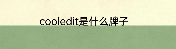 cooledit是什么牌子