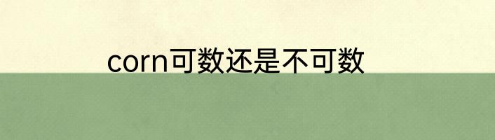 corn可数还是不可数