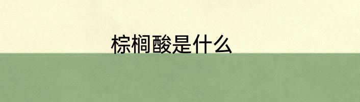 棕榈酸是什么