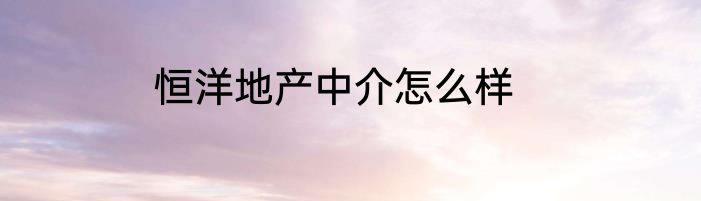 恒洋地产中介怎么样