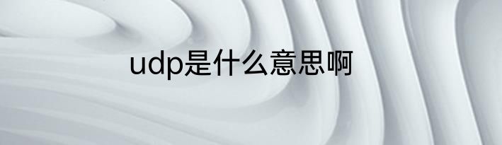 udp是什么意思啊