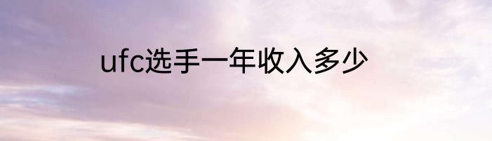 ufc选手一年收入多少