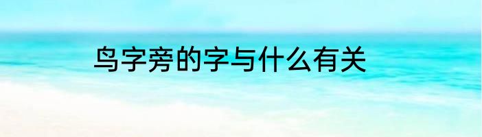 鸟字旁的字与什么有关