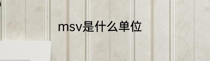 msv是什么单位