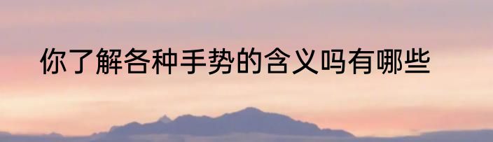 你了解各种手势的含义吗有哪些