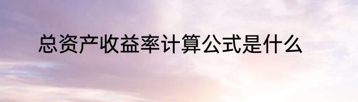 总资产收益率计算公式是什么