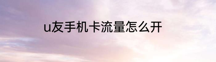 u友手机卡流量怎么开