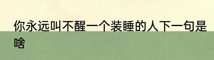 你永远叫不醒一个装睡的人下一句是啥
