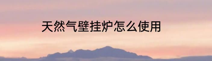 天然气壁挂炉怎么使用