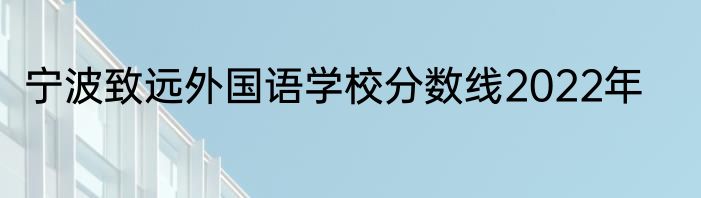 宁波致远外国语学校分数线2022年