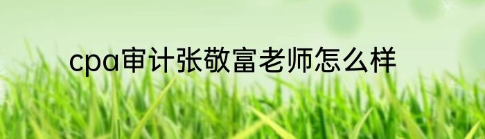cpa审计张敬富老师怎么样