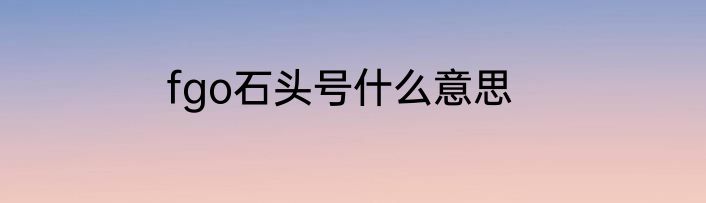 fgo石头号什么意思