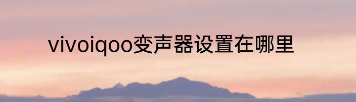 vivoiqoo变声器设置在哪里