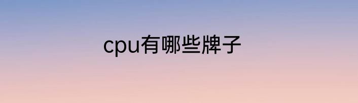 cpu有哪些牌子