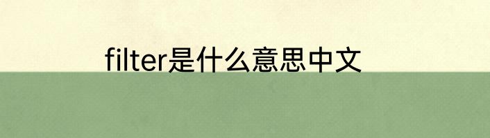 filter是什么意思中文