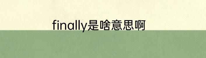 finally是啥意思啊