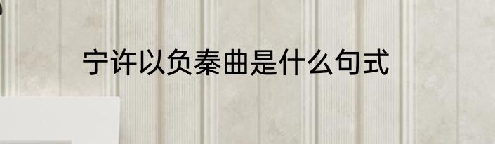 宁许以负秦曲是什么句式