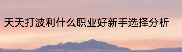 天天打波利什么职业好新手选择分析